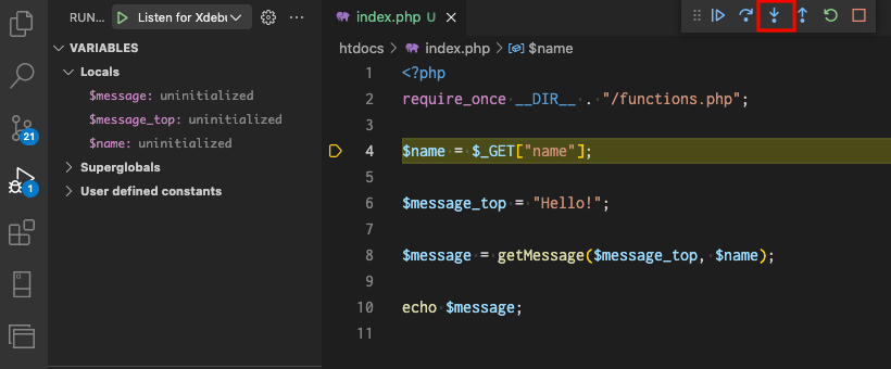 ステップ実行（Step Debugging）